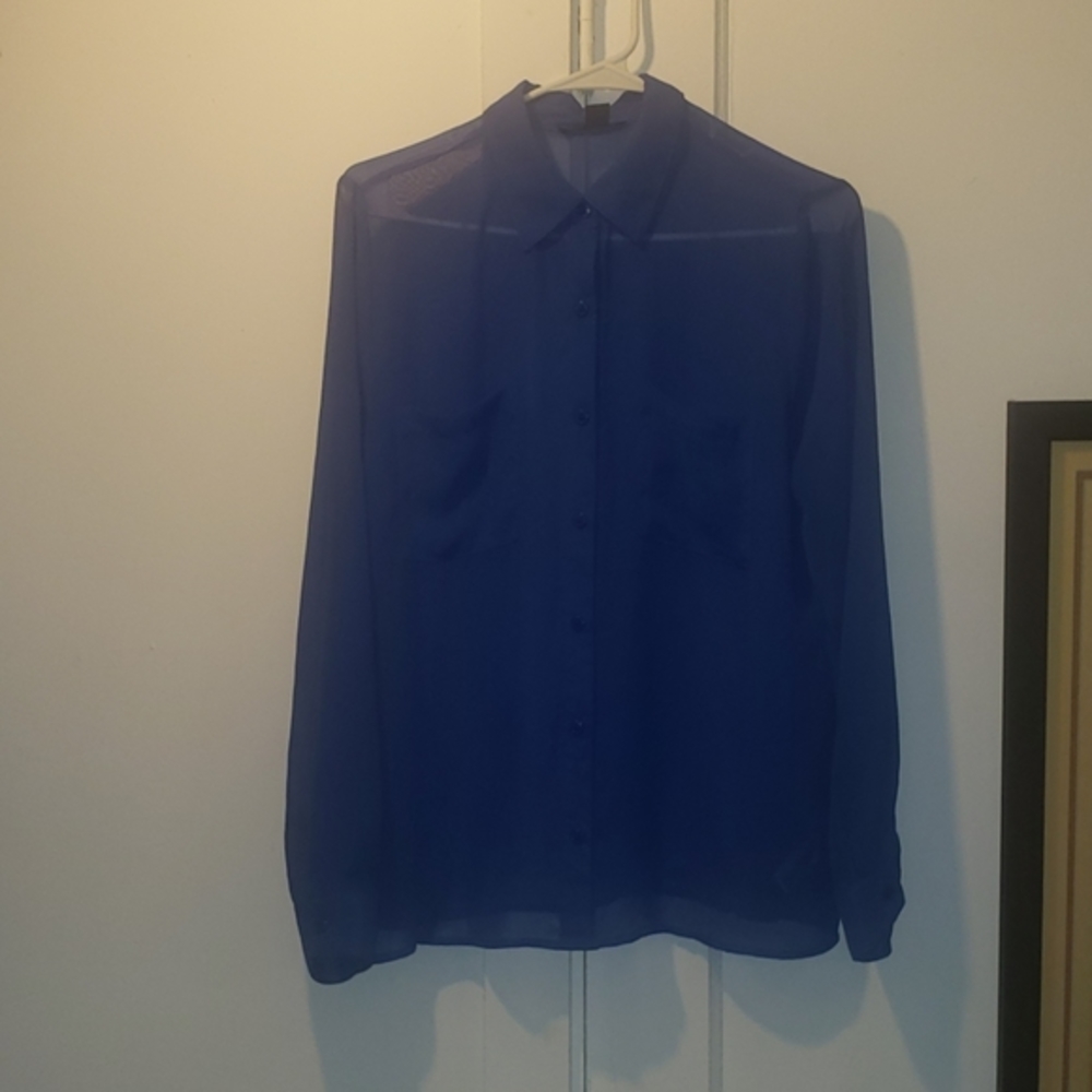 Forever 21 Blue Sheer Button Down